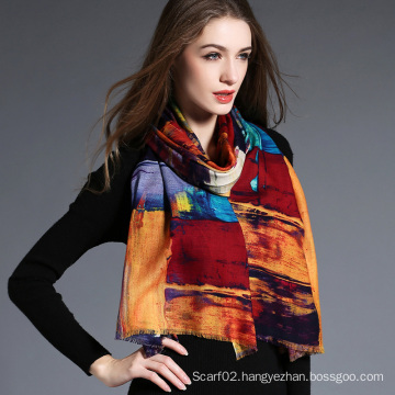 Women, The Geometry of Digital Printing of Wool Scarf